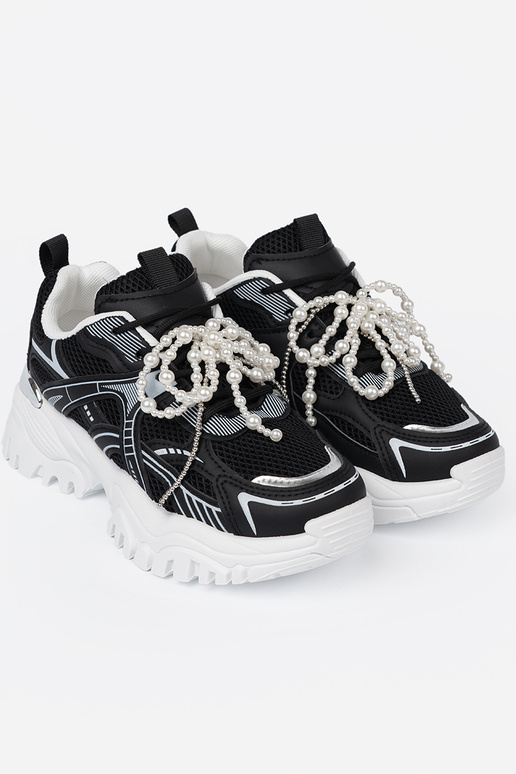 msuud Pealiste kingad z białą kokardą i koralikami