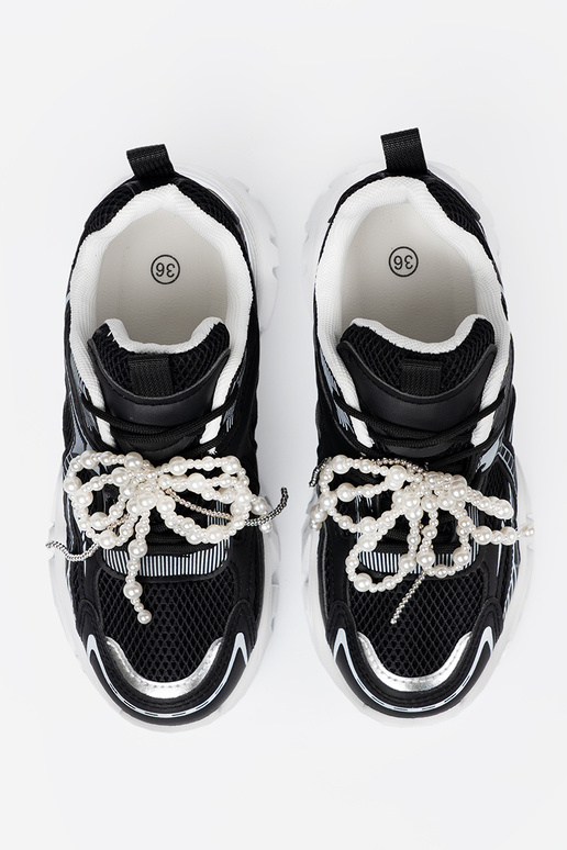 msuud Pealiste kingad z białą kokardą i koralikami