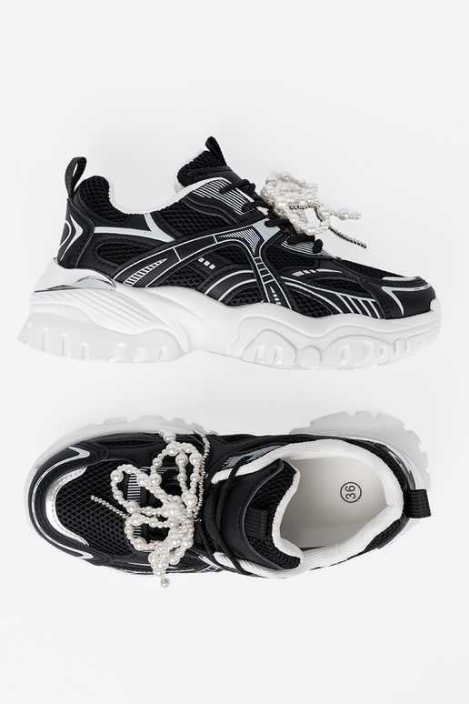 msuud Pealiste kingad z białą kokardą i koralikami