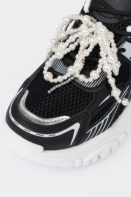 msuud Pealiste kingad z białą kokardą i koralikami