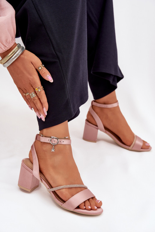 Roosa naiste kõrged kontsad säravate detailidega, Vinceza 20268