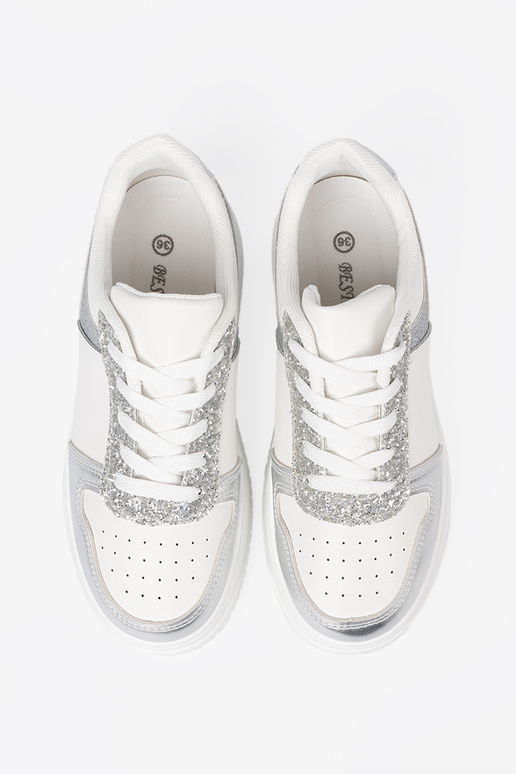 Valget hõbedane Pealiste kingad z połyskującymi detalami