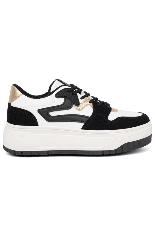 Must valge värv Pealiste kingad ze kuldnemi detalami