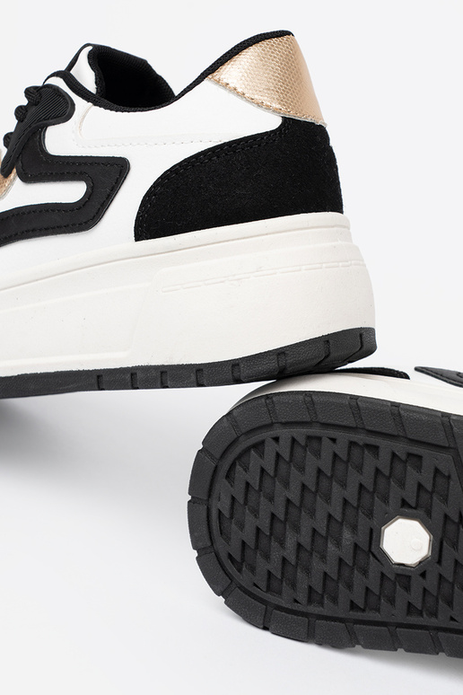 Must valge värv Pealiste kingad ze kuldnemi detalami