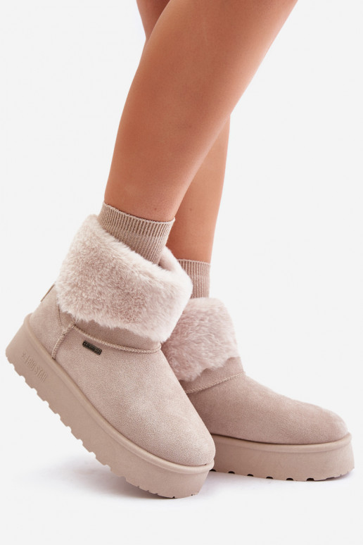 nööpidega lumesaapad platvormiga karusnahaga Big Star OO274A107 Elevandiluu värvi