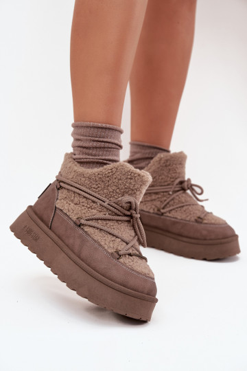 nööpidega lumesaapad Pealiste omad platvormiga karusnahaga Typu Baranek Big Star SS274112 pruunid värvi