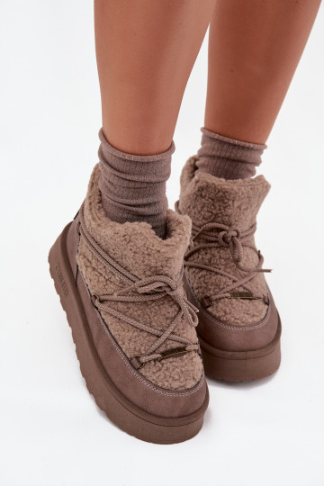 nööpidega lumesaapad Pealiste omad platvormiga karusnahaga Typu Baranek Big Star SS274112 pruunid värvi 2