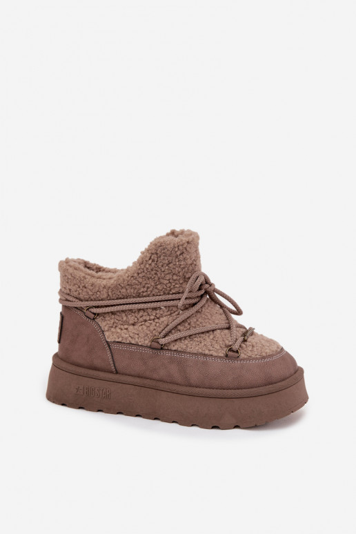 nööpidega lumesaapad Pealiste omad platvormiga karusnahaga Typu Baranek Big Star SS274112 pruunid värvi