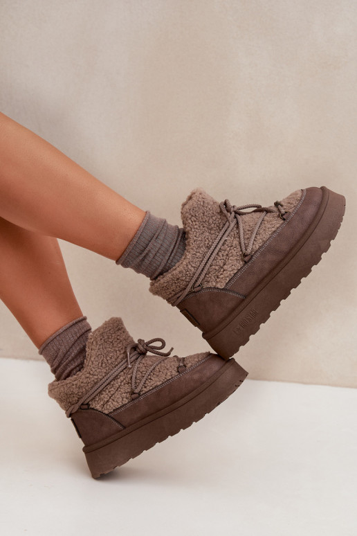 nööpidega lumesaapad Pealiste omad platvormiga karusnahaga Typu Baranek Big Star SS274112 pruunid värvi