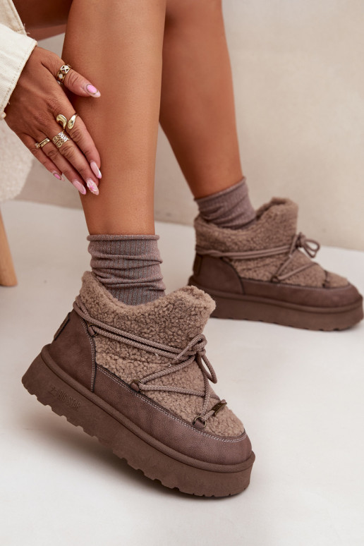 nööpidega lumesaapad Pealiste omad platvormiga karusnahaga Typu Baranek Big Star SS274112 pruunid värvi