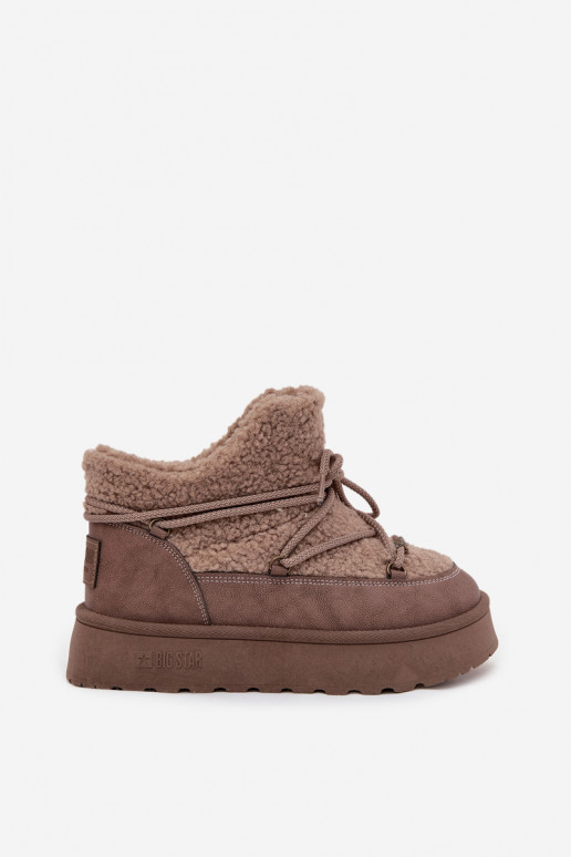 nööpidega lumesaapad Pealiste omad platvormiga karusnahaga Typu Baranek Big Star SS274112 pruunid värvi
