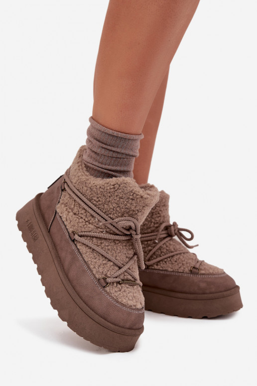 nööpidega lumesaapad Pealiste omad platvormiga karusnahaga Typu Baranek Big Star SS274112 pruunid värvi