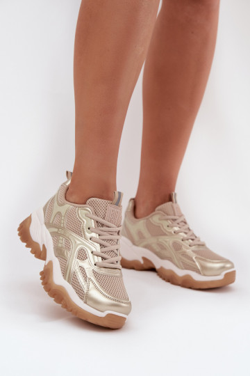 spordijalatsid Sneakers tüüpi jalanõud Pealiste omad Big Star SS274014 HI-POLY SYSTEM beeži värvi-Kuldset värvi 2