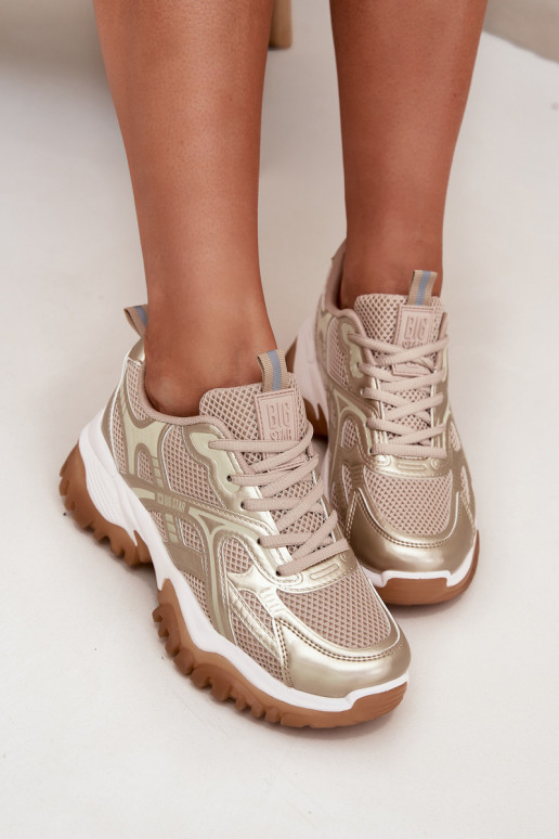 spordijalatsid Sneakers tüüpi jalanõud Pealiste omad Big Star SS274014 HI-POLY SYSTEM beeži värvi-Kuldset värvi