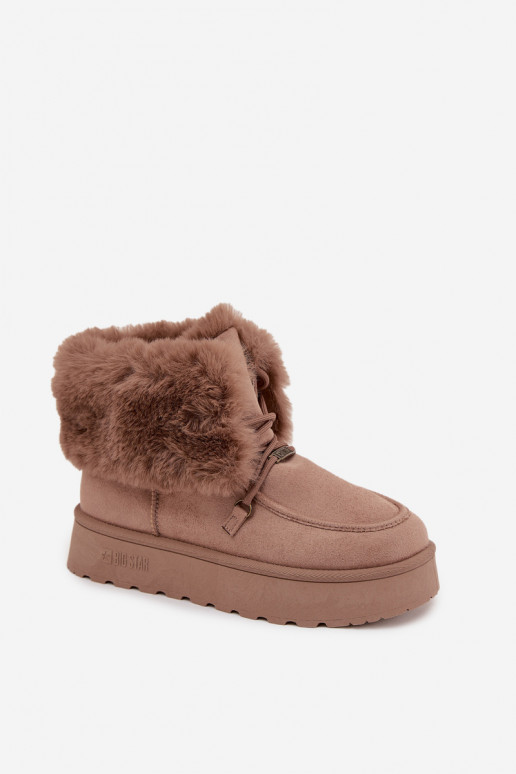 nööpidega lumesaapad Pealiste omad platvormiga karusnahaga I INiązaniem Big Star SS274114 beeži värvi