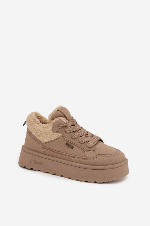 Sneakers tüüpi jalanõud Pealiste omad platvormiga karusnahaga Typu Baranek Big Star SS274105 beeži värvi Sneakers tüüpi jalanõud Pealiste omad platvormiga karusnahaga Typu Baranek Big Star SS274105 beeži värvi