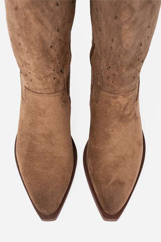 pika säärega saapad przed kolano pruunid värvi ažuurne