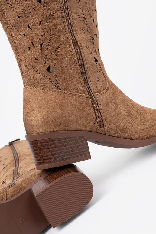 pika säärega saapad przed kolano pruunid värvi ažuurne