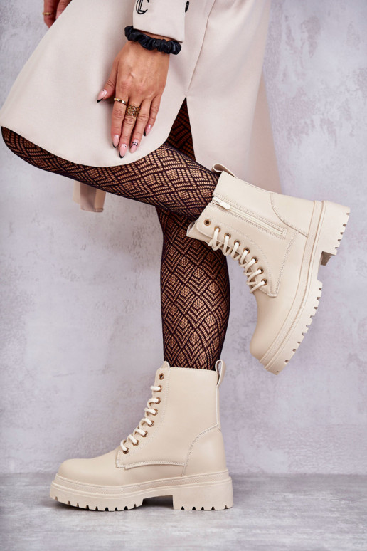 Pealiste poolsaapad voodriga Elevandiluu värvi Dorchen