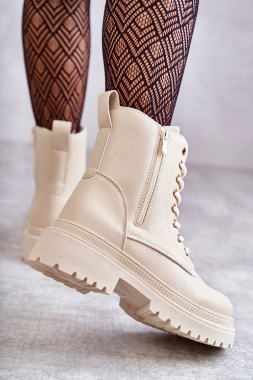 Pealiste poolsaapad voodriga Elevandiluu värvi Dorchen