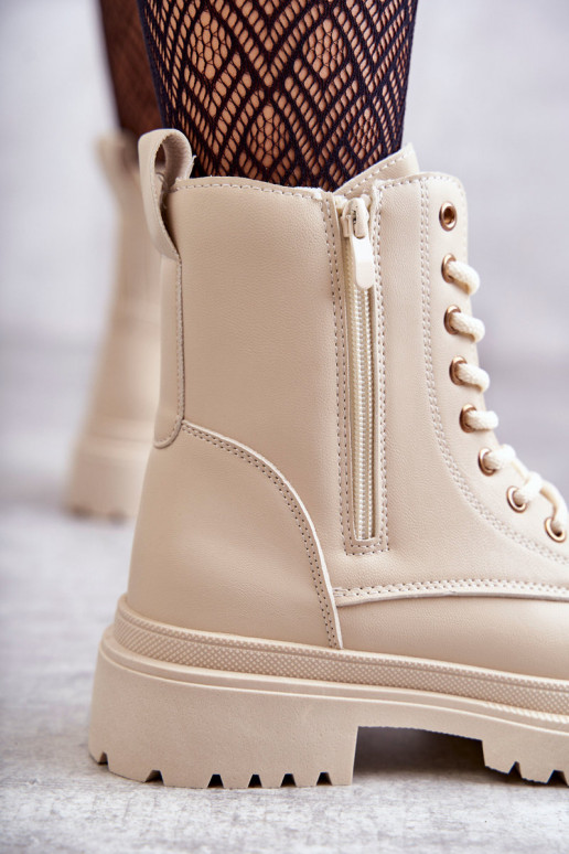 Pealiste poolsaapad voodriga Elevandiluu värvi Dorchen