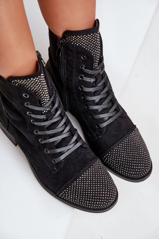 Kaunistustega Pealiste poolsaapad laiade nööridega Eco Suedeosissee voodriga msuud Ellieo