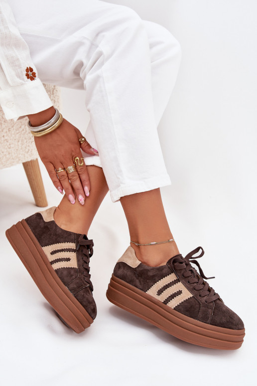 Sneakers tüüpi jalanõud Pealiste omad platvormigaPealturalnego seemisnakhsedu Czekoladosissee Eldira