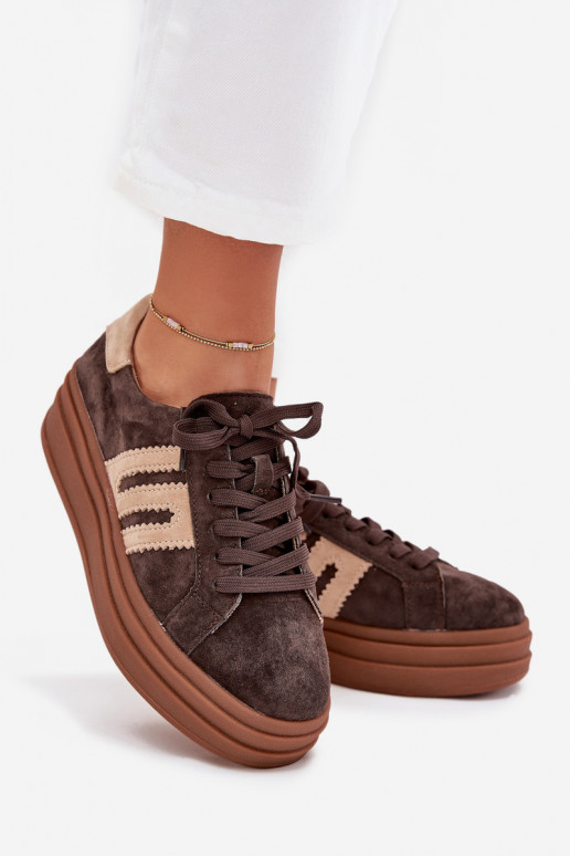 Sneakers tüüpi jalanõud Pealiste omad platvormigaPealturalnego seemisnakhsedu Czekoladosissee Eldira