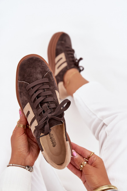 Sneakers tüüpi jalanõud Pealiste omad platvormigaPealturalnego seemisnakhsedu Czekoladosissee Eldira