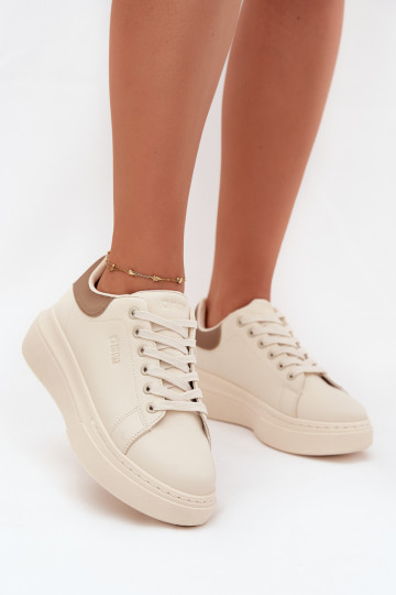 Sneakers tüüpi jalanõud Pealiste omad platvormiga Big Star SS274246 Elevandiluu värvi 2