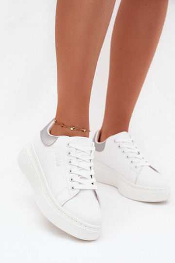 Sneakers tüüpi jalanõud Pealiste omad platvormiga Big Star SS274245 Valget-Hõbedat värvi 2