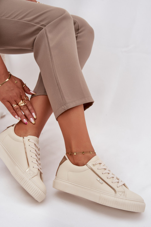 Pealiste omad Sneakers tüüpi jalanõud eko-nahast Big Star SS274027 beeži värvi-Kuldset värvi