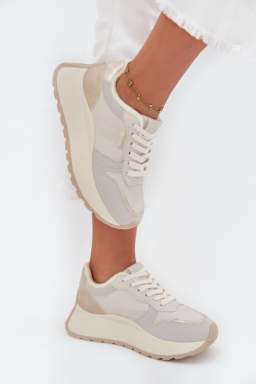 Soojad elevandiluust värvi naiste sneakers stiilis kingad platvormiga Big Star SS274008 HI-POLY SYSTEM