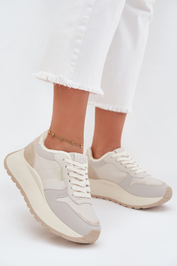 Soojad elevandiluust värvi naiste sneakers stiilis kingad platvormiga Big Star SS274008 HI-POLY SYSTEM 2