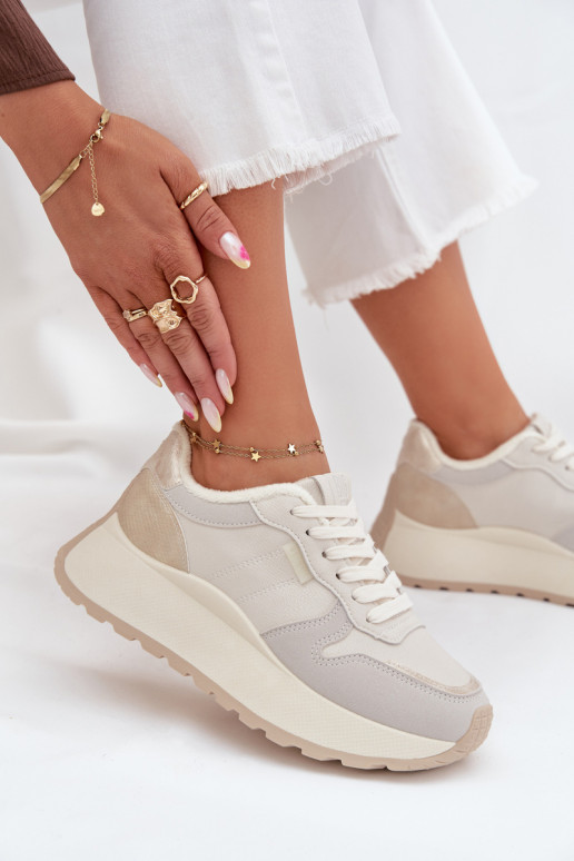 voodriga Sneakers tüüpi jalanõud Pealiste omad platvormiga Big Star SS274008 HI-POLY SYSTEM Elevandiluu värvi voodriga Sneakers tüüpi jalanõud Pealiste omad platvormiga Big Star SS274008 HI-POLY SYSTEM Elevandiluu värvi