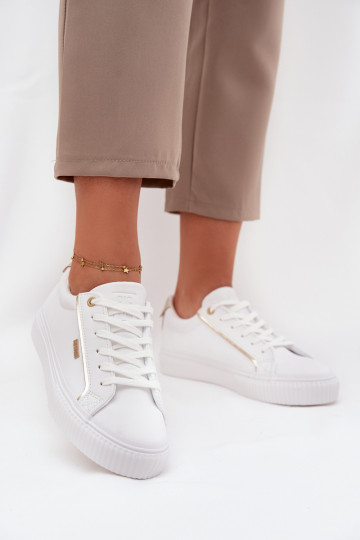 Pealiste omad Sneakers tüüpi jalanõud eko-nahast Big Star SS274026 Valget-Kuldset värvi