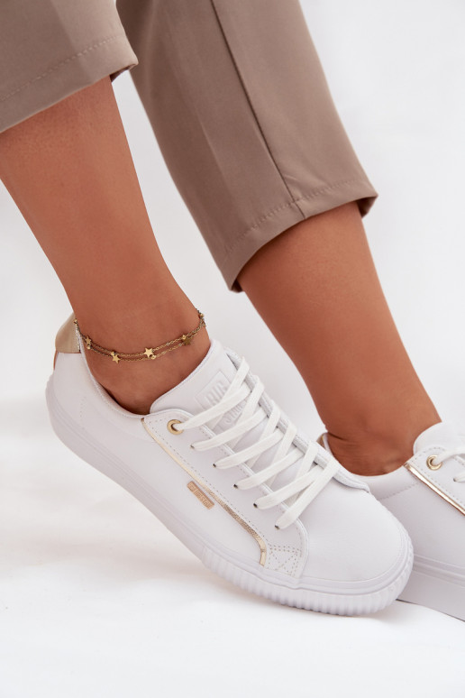 Pealiste omad Sneakers tüüpi jalanõud eko-nahast Big Star SS274026 Valget-Kuldset värvi