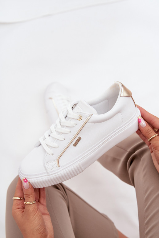 Pealiste omad Sneakers tüüpi jalanõud eko-nahast Big Star SS274026 Valget-Kuldset värvi
