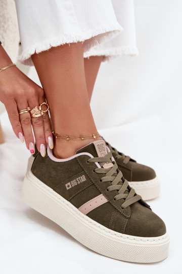 Naisten rohelise värvi sneakers stiilis kingad platvormiga Big Star SS274349