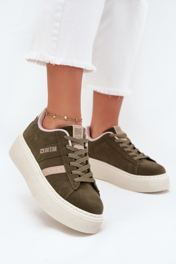 Naisten rohelise värvi sneakers stiilis kingad platvormiga Big Star SS274349 2