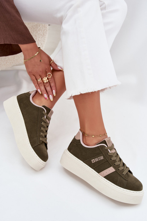 Sneakers tüüpi jalanõud Pealiste omad platvormiga Big Star SS274349 Rohelist värvi