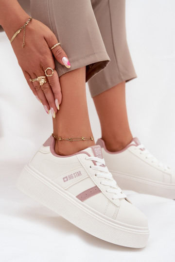 Sneakers tüüpi jalanõud Pealiste omad platvormiga Big Star SS274346 valget värvi