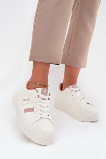 Naisten valged sneakers stiilis kingad platvormiga Big Star SS274346 2