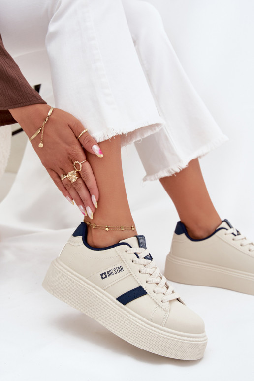 Sneakers tüüpi jalanõud Pealiste omad platvormiga Big Star SS274347 Elevandiluu värvi Sneakers tüüpi jalanõud Pealiste omad platvormiga Big Star SS274347 Elevandiluu värvi