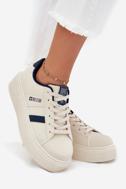 Sneakers tüüpi jalanõud Pealiste omad platvormiga Big Star SS274347 Elevandiluu värvi Sneakers tüüpi jalanõud Pealiste omad platvormiga Big Star SS274347 Elevandiluu värvi