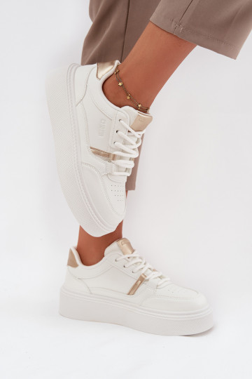 Naisten valged sneakers stiilis kingad platvormiga Big Star SS274359