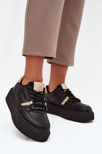 Naisten mustad sneakers stiilis kingad platvormiga Big Star SS274360 2