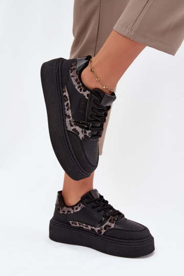 Naine platvormiga spordijalatsid Big Star SS274358 leopardimustriga must