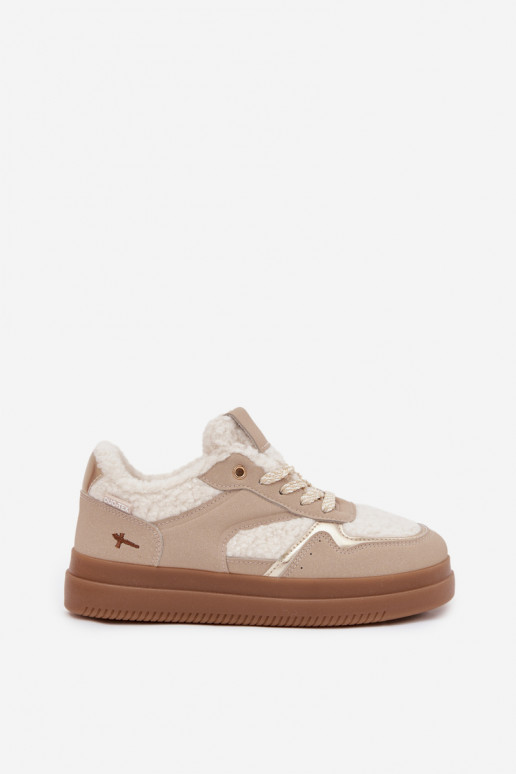 Sneakers tüüpi jalanõud Pealiste omad platvormiga karusnahaga Typu Baranek beeži värvi Frelina Sneakers tüüpi jalanõud Pealiste omad platvormiga karusnahaga Typu Baranek beeži värvi Frelina