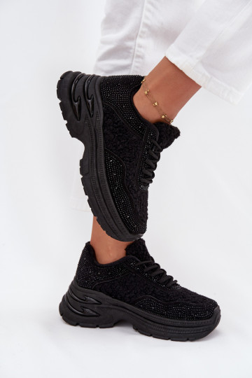 Sneakers tüüpi jalanõud Pealiste omad säravate kristallidega Ja karusnahk Typu Baranek msuud Zarika